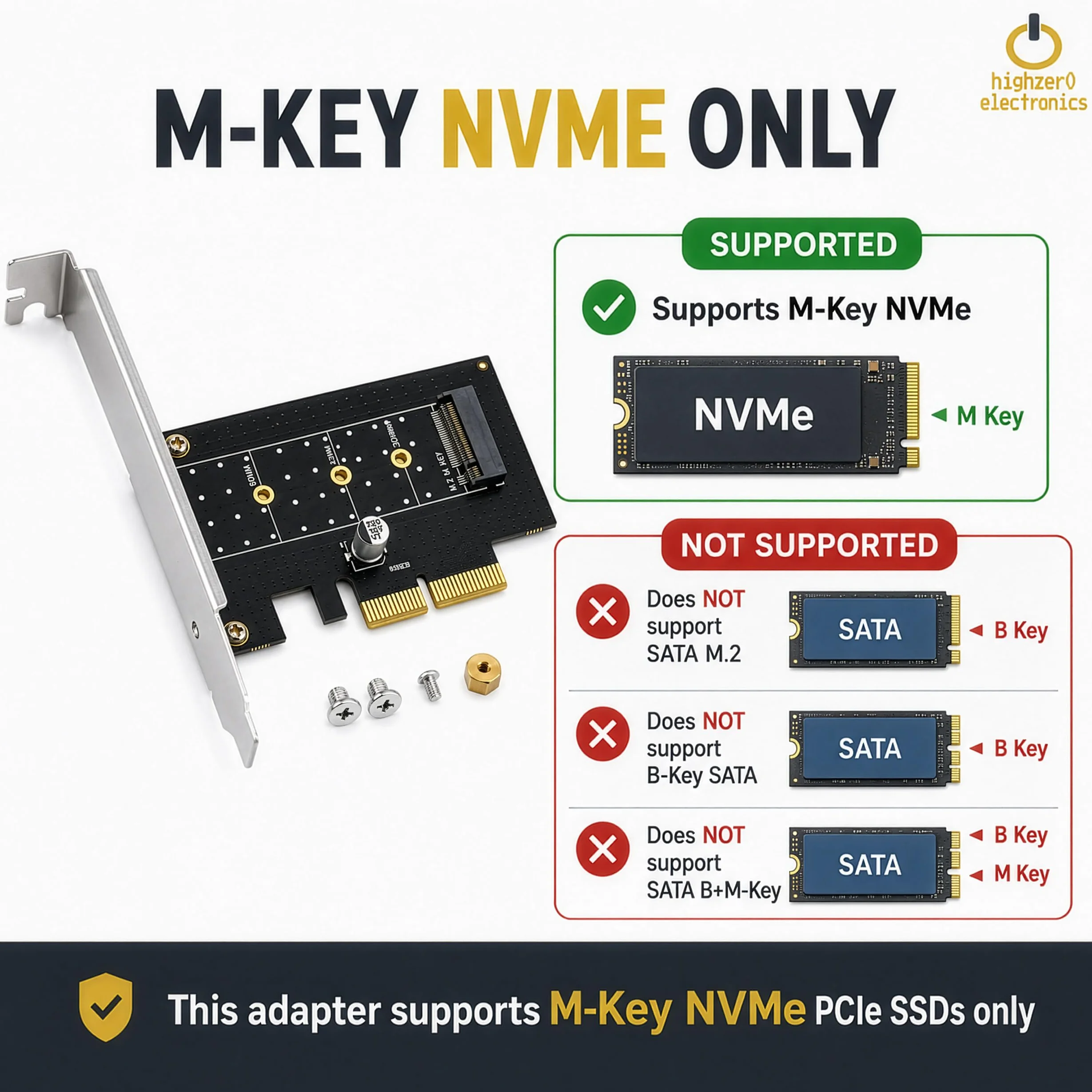 M.2 NVMe SSD NGFF to PCIE X4 Adapter M Key Interface Card Support PCI-e PCI Express 3.0 x4 2230-2280 Size M2 SSD M2 PCIE Adapter (M.2 SSD to PCIe x4)