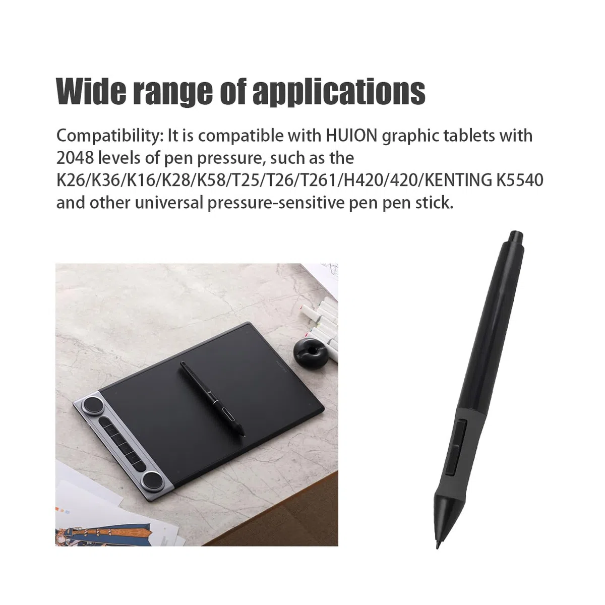 Penna sensibile alla pressione per HUION PEN68 penna digitale con 2 pulsanti laterali programmabili 2048 livelli per HUION H420 Tablet grafica PCS
