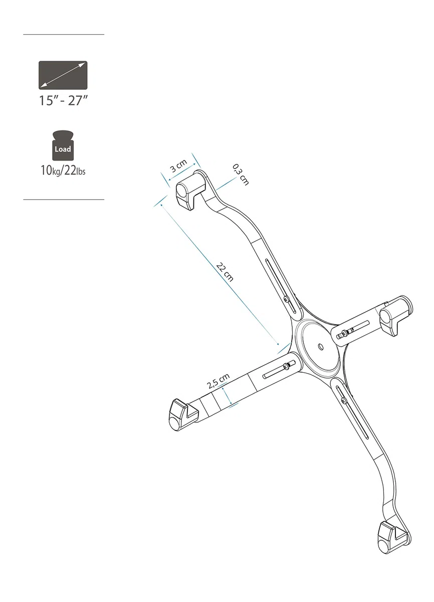 hjh OFFICE Adattatore VESA per monitor da 15-27 pollici senza modello VESA VM-A4 in acciaio, portata fino a 10 kg, 802001