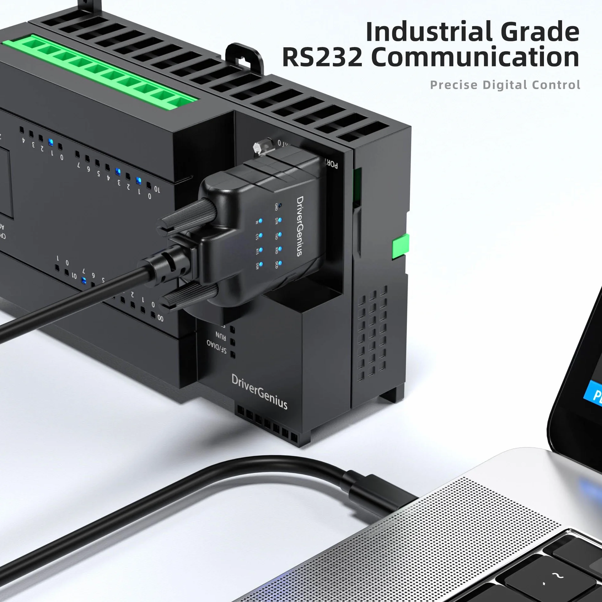 DriverGenius SerialPulseX Adattatore USB a Seriale RS232 con 9 LEDs per Comunicazione Automatica Windows 11 macOS Linux