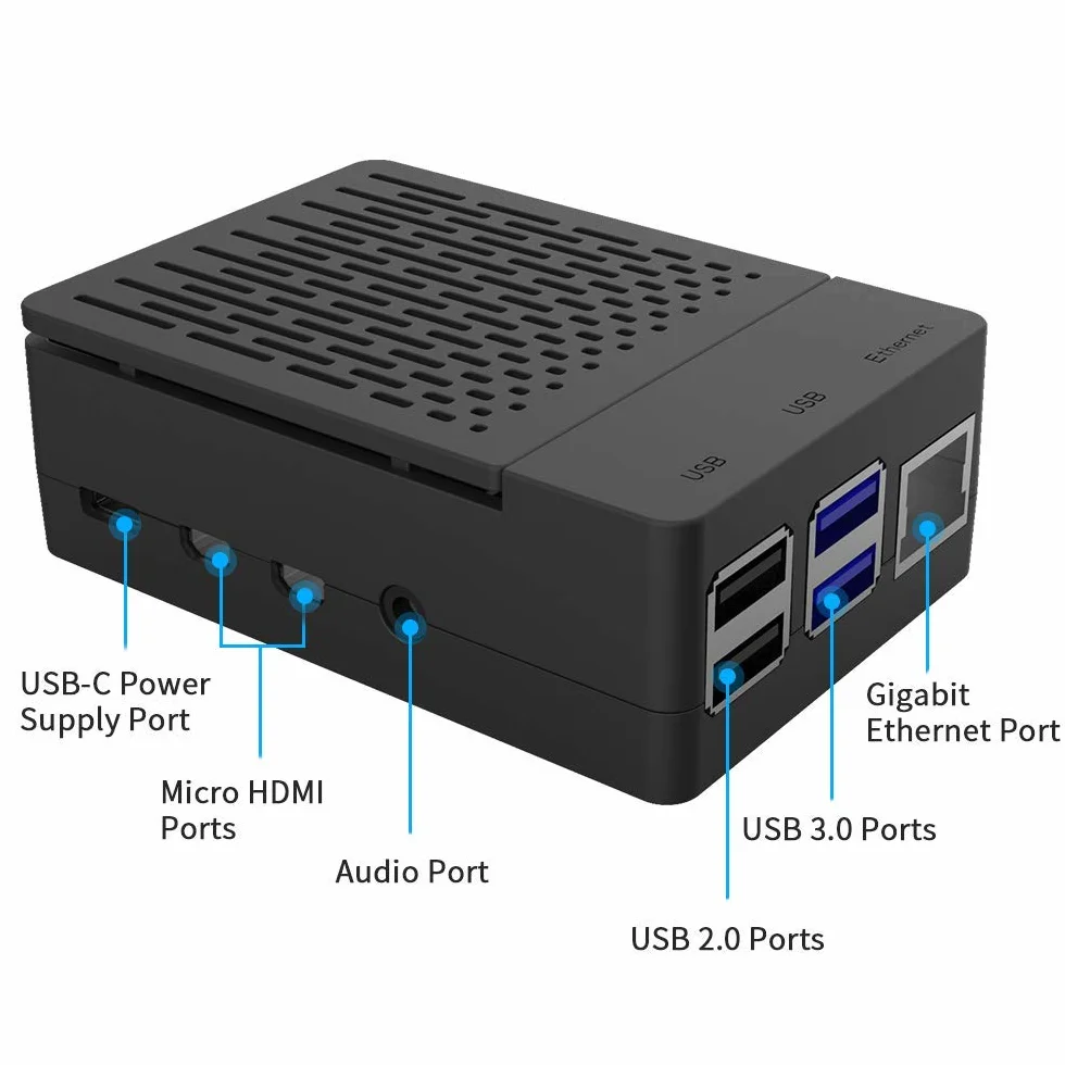 GeeekPi Custodia per Raspberry Pi 4B PWM, con Ventola 40X40X10mm e 4x Raspberry Pi 4, Dissipatore per Raspberry Pi 4 modello B (Nero)