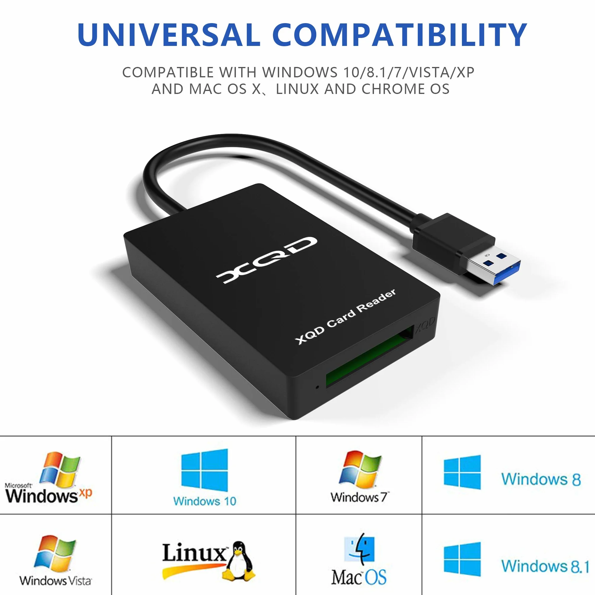 CATECK Schede XQD serie M e G, lettore di schede per dispositivi USB 3.0 5 GB/s, compatibile con Mac OS e Windows