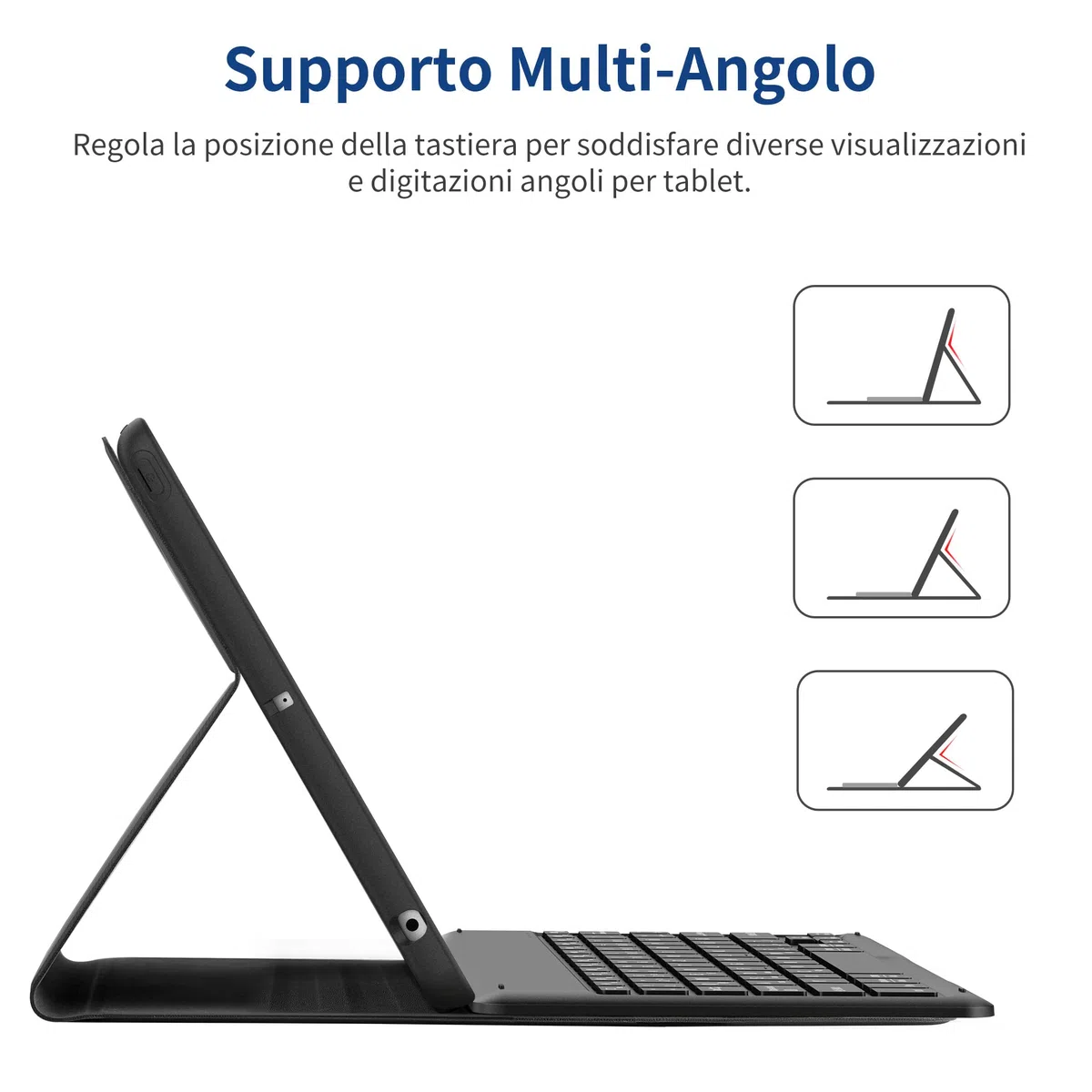 EasyAcc Cover iPad 9 Generazione con Tastiera Compatibile con iPad 10.2 Pollici 8a/7a Generazione con Pellicola Protettiva, [Italiano], Custodia Protettiva per Tastiera Rimovibile con Portapenne, Nero