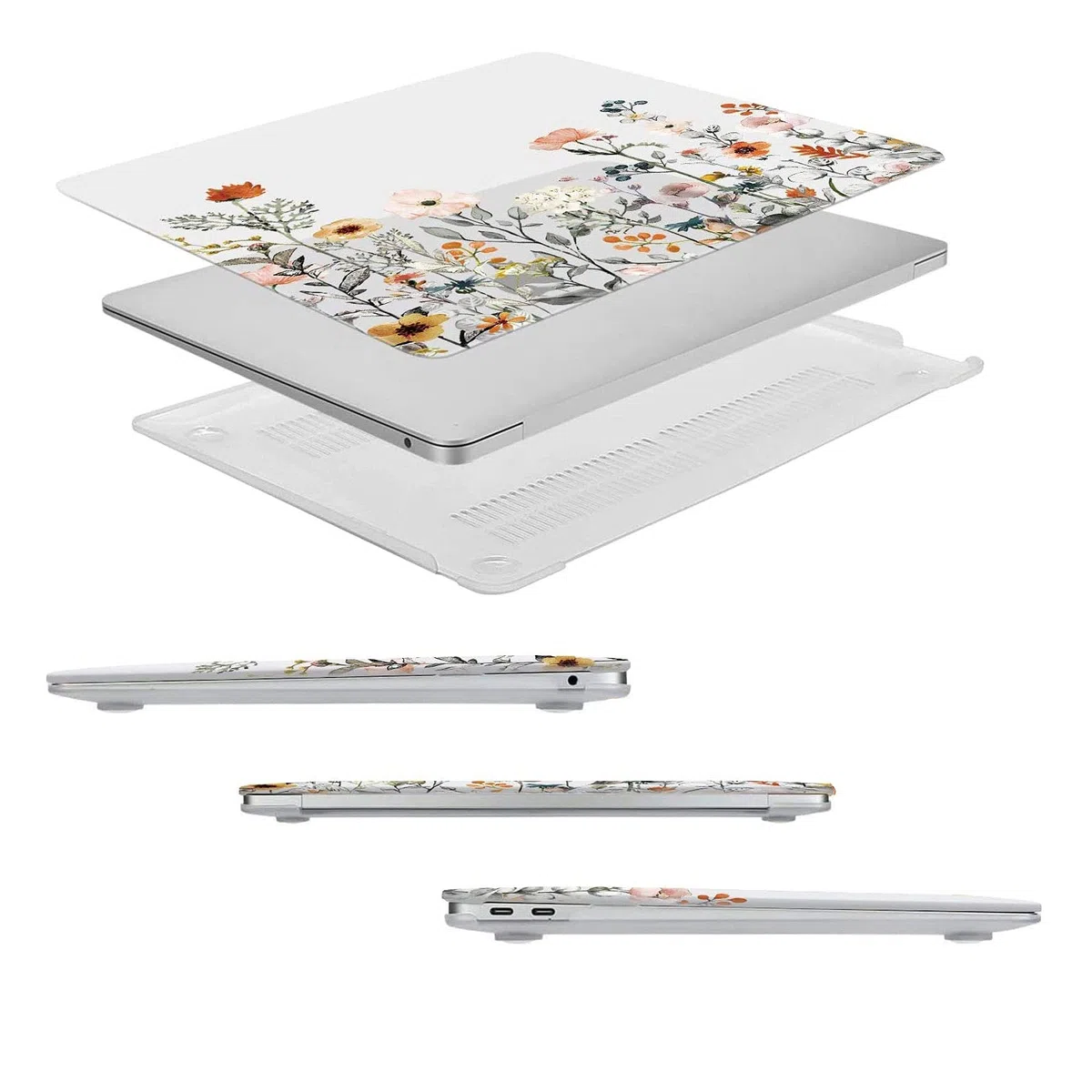 MOSISO Case Compatibile con MacBook Air 13 2022 2021 2020 2019 2018 A2337 M1 A2179 A1932 Retina,Plastica Giardino Fiori Modello Custodia Rigida & Cover per Tastiera & Proteggi Schermo,Trasparente