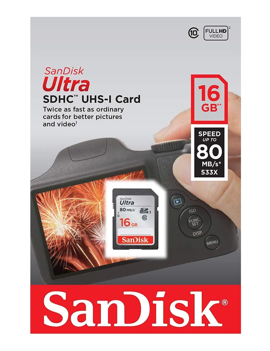 SanDisk Ultra Scheda di Memoria SDHC Traditional, Velocità fino a 80 MB/sec, 16 GB, Classe 10