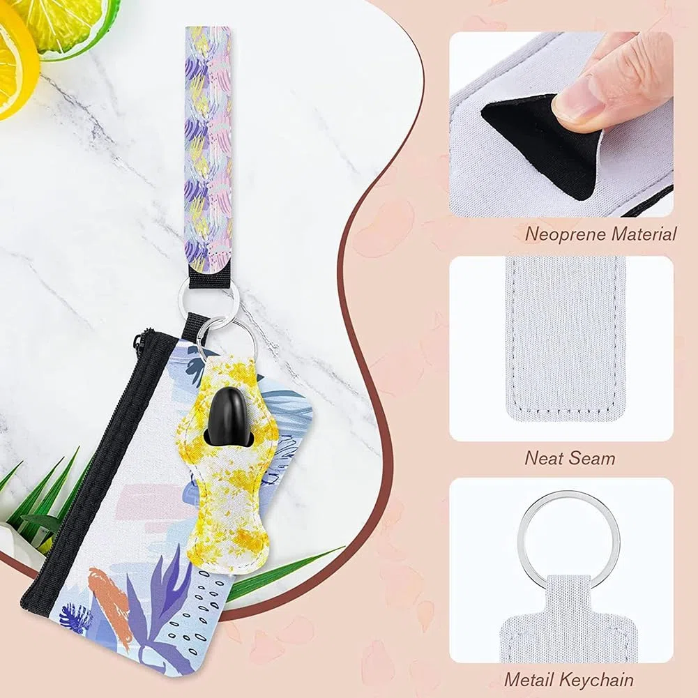 Set da 25 pezzi con pochette da polso a sublimazione per , , astuccio per trucco, per regali fai da te, Foto a colori