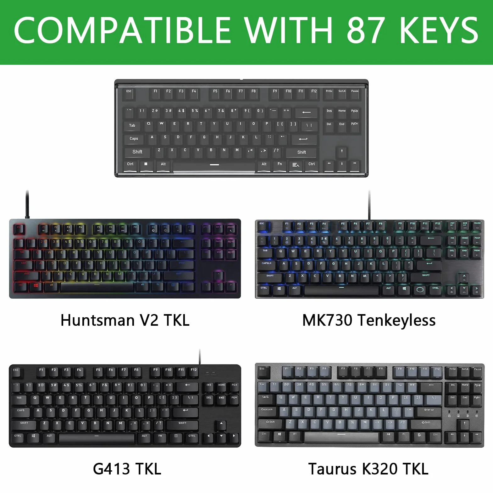 Geekria Copertura tastiera TKL Tenkeyless, copri tastierino in acrilico trasparente per tastiera meccanica gaming 80% compatta 87 tasti, compatibile con Logitech G PRO / G515 Lightspeed TKL