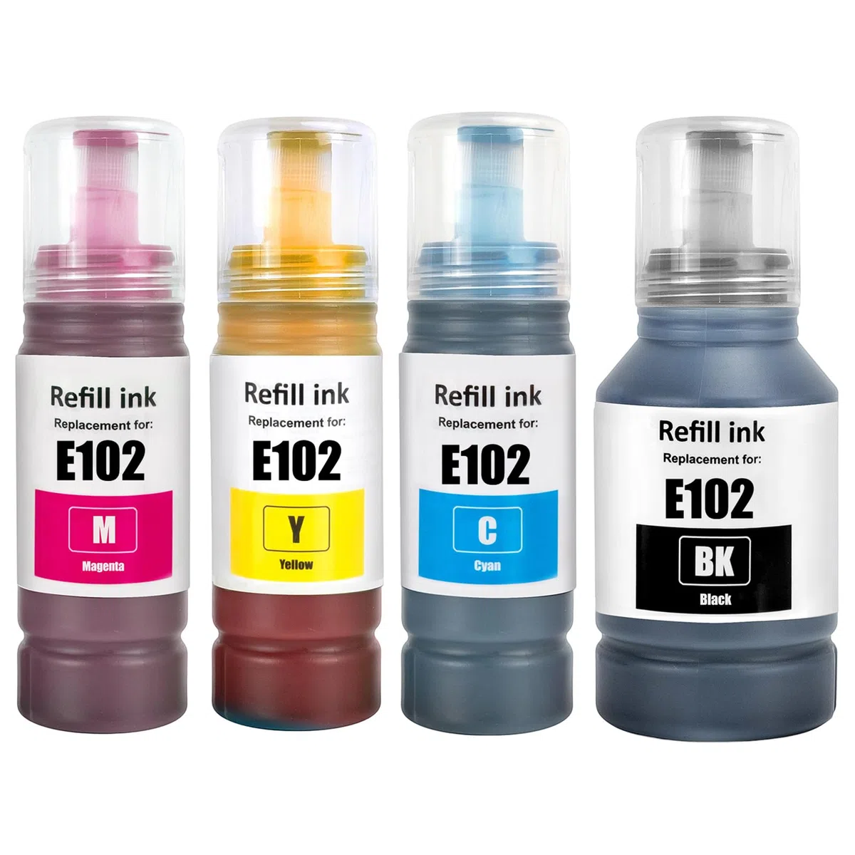 102 Multipack Compatibile con Epson 102 Flaconi di Inchiostro per Ecotank ET-2750 ET-2751 ET-2756 ET-2850 ET-2856 ET-3750 ET-3850 ET-4750 ET-4850 ET-4856 ET-15000 (BK/C/M/Y)