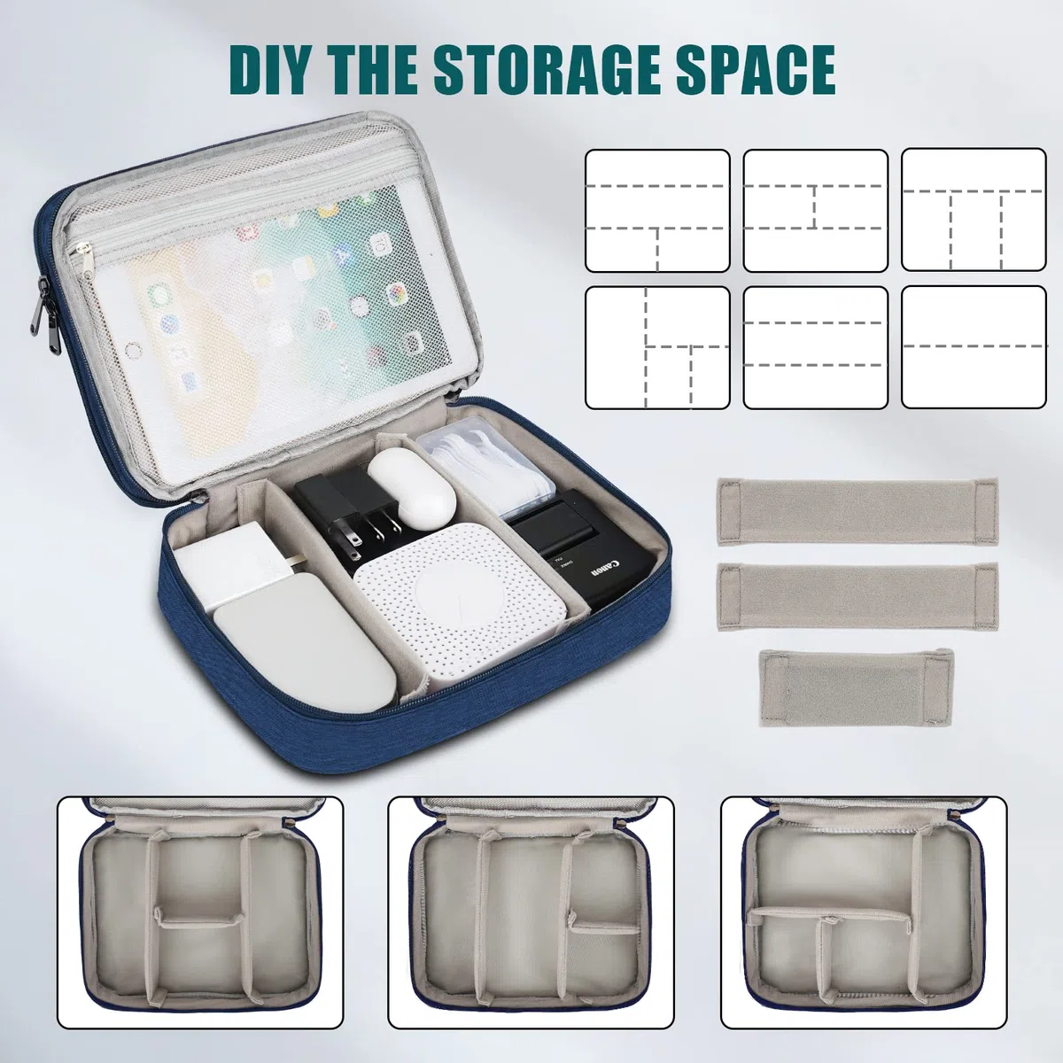 Borsa Accessori Elettronici, Elettronica Viaggio Borsa Custodia Cavi Organizzatore per Caricatore Portatile, Chiavetta USB, Auricolare, Scheda SD,Power Bank, Hard Disk, 1 CONFEZIONE
