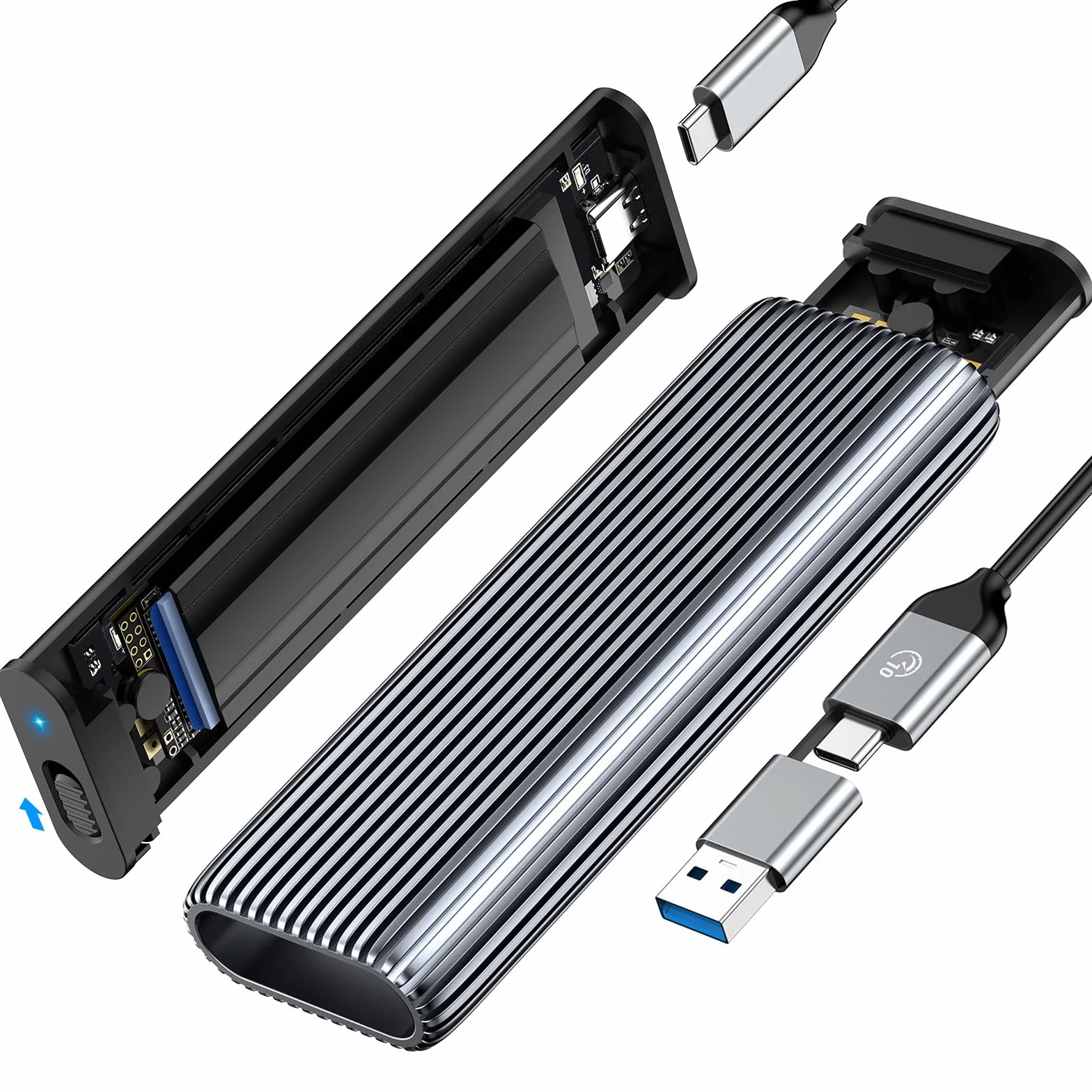 ORICO Case M.2 NVMe SSD Adattatore Tool-free in Alluminio, 10Gbps USB3.2 USB-C per M.2 PCIe NVMe M-Key 2230/2242/2260/2280 SSD, M2 Custodia Esterna Supporto UASP Trim- AM2G2