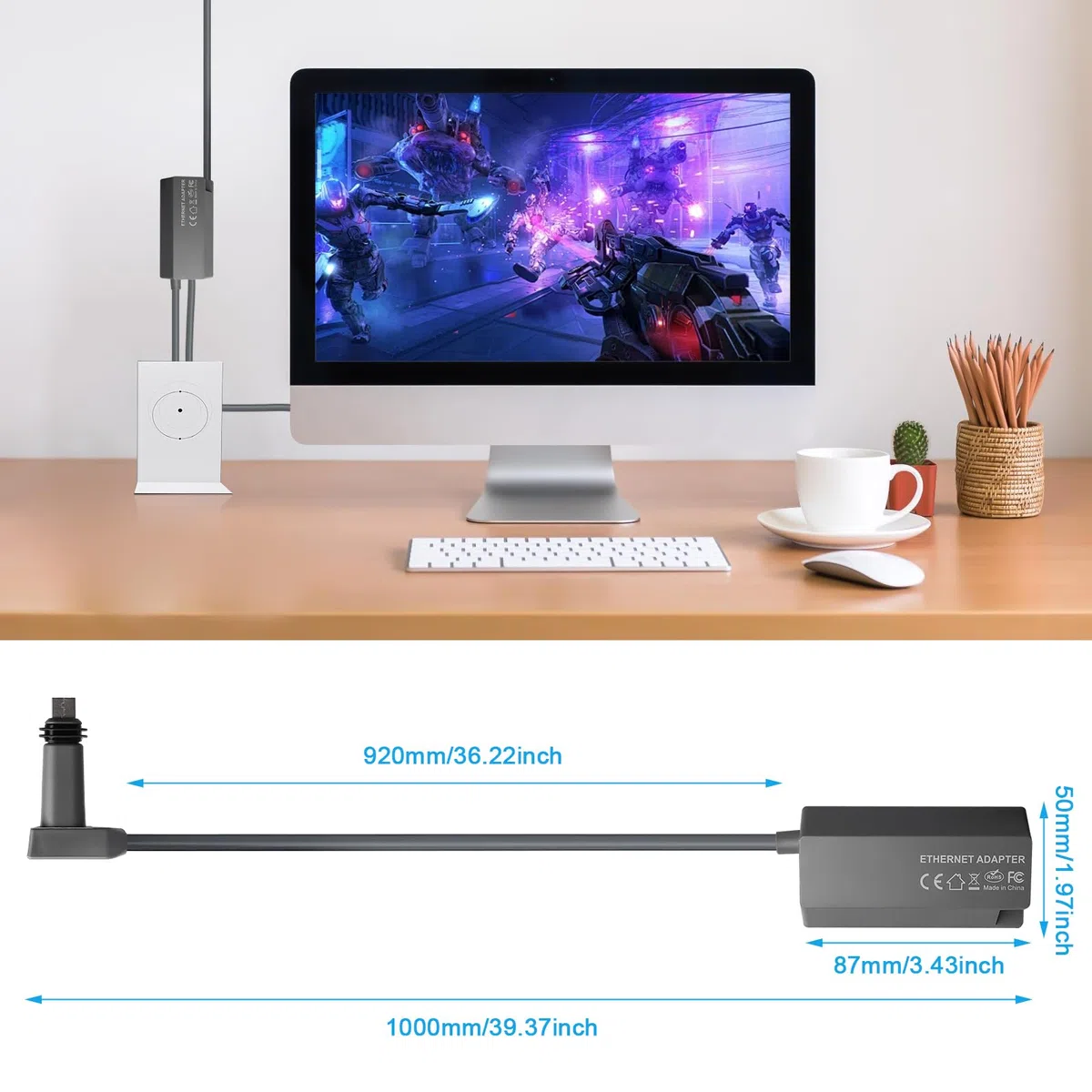 Starlink - Adattatore Ethernet V2 per ciotola rettangolare, Internet satellitare RJ45, adattatore Gigabit per Starlink Actated Gen 2, connessione di rete stabile
