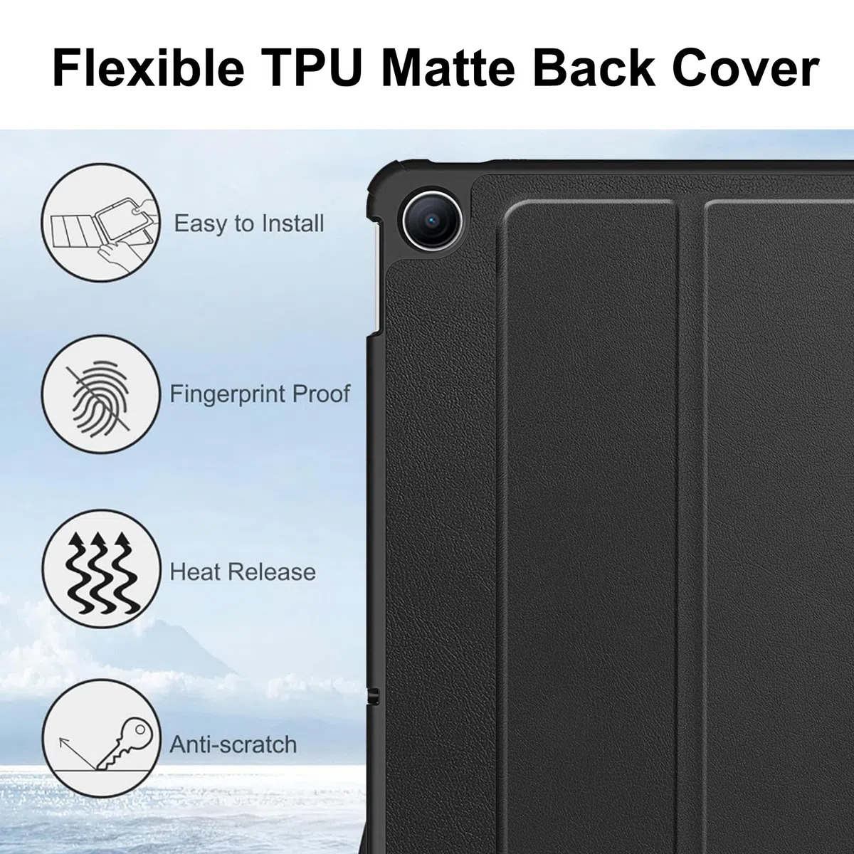 Custodia per Redmi Pad 2 9.7" Cover in Pelle Case, + [1 Pezzi] Vetro Temperato Pellicola Protettiva [Auto Svegliati/Sonno][Supporto Funzione ] [Anti-Scratch] Nero