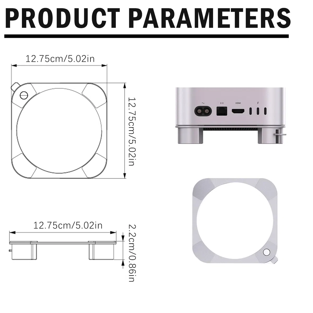 Supporto per Mac mini M4/M4 Pro, Meccanismo di commutazione dal design pratico per una migliore ventilazione e dissipazione del calore, in lega di alluminio