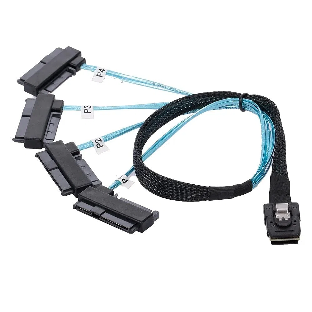 xiwai Host mini-SAS SFF-8087 interno 36 pin 4 dischi rigidi SAS target SFF-8482 cavo alimentazione SATA 100 cm