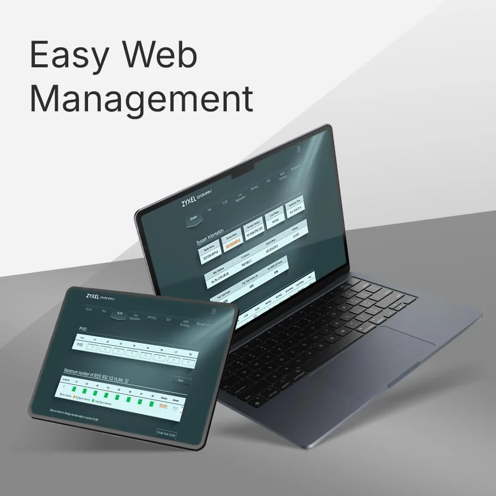 Zyxel Switch Ethernet 8 Ports | Switch Gigabit Web Managed | QoS, Link Aggregation, VLAN, IGMP Snooping | Senza ventola | Desktop [GS1200-8v3]