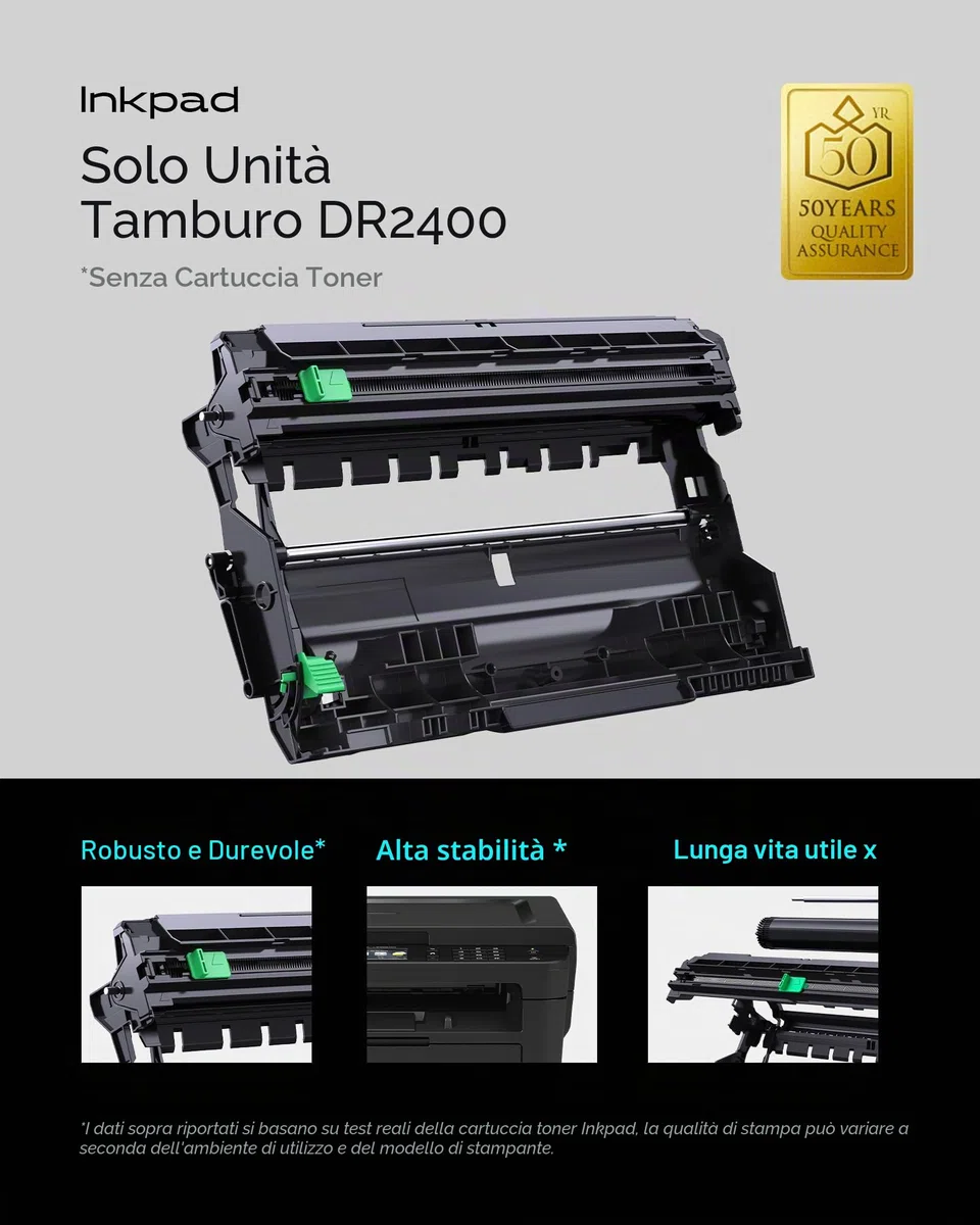 iNKPAD DR2400 Tamburo (Solo unità tamburo) per Brother DR-2400 per Brother DCP-L2530DW L2510D L2537DN L2550DN HL-L2350DW L2310D L2357DW L2370DN L2375DW MFC-L2710DW L2710DN L2730DN DW L2755 0DW