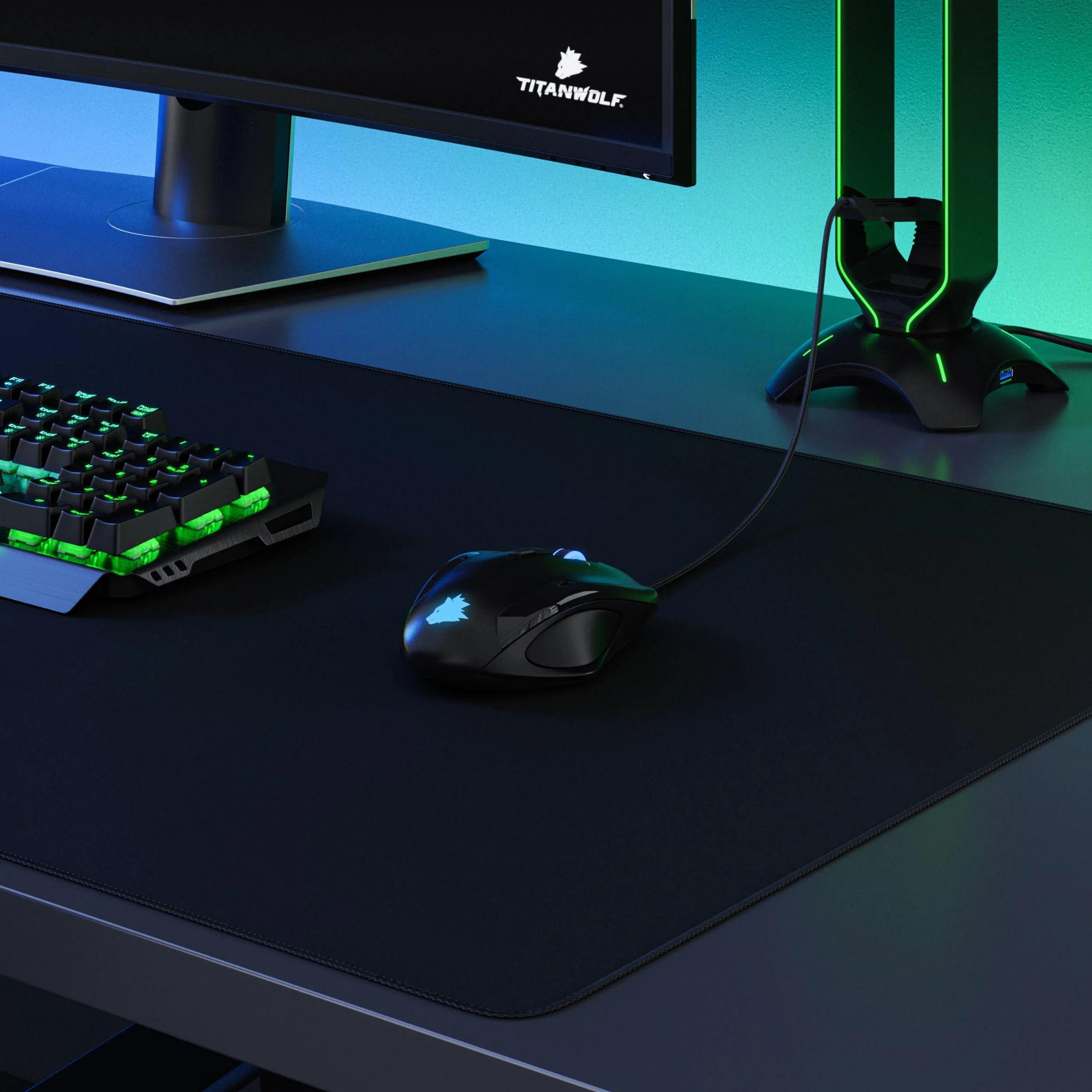TITANWOLF -Tappetino per mouse XXL 900 x 500 – Office Mousepad – controllo preciso del mouse migliora la velocità e la precisione – Tenuta stabile – Lavabile – Sottomano per ufficio e casa