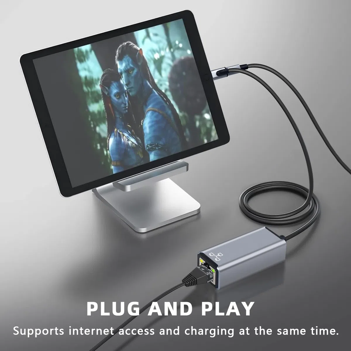 Adattatore da Lightn1ing a Ethernet,100Mbps RJ45 con porta di ricarica,compatibile con i-Phone/i-Pad/i-Pod