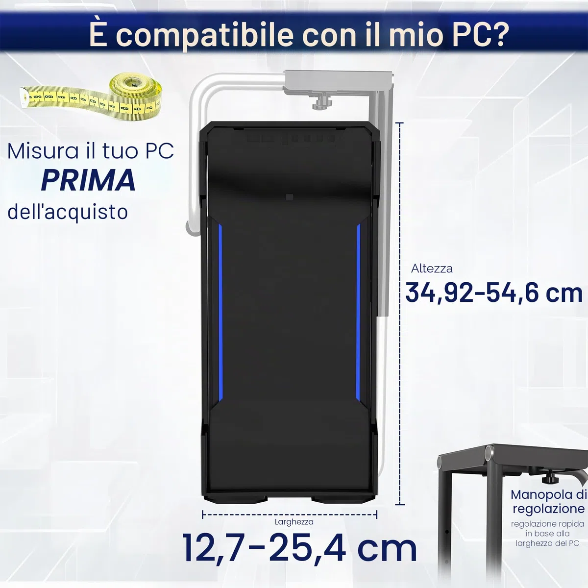 VIVO Supporto regolabile per PC da posizionare sotto la scrivania, supporto CPU per computer, supporta fino a 29,9 kg, MOUNT-PC04A