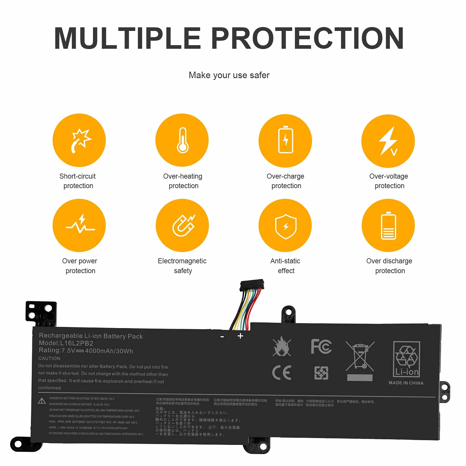 ASUNCELL 7.5V/30Wh L16C2PB2 L16L2PB2 Batteria del Computer Portatile per Lenovo IdeaPad 320-14AST 320-15ABR 320-17ABR 330-14AST 330-15AST 330-17AST 130-14IKB 130-15IKB, L16C2PB2 L16L2PB2