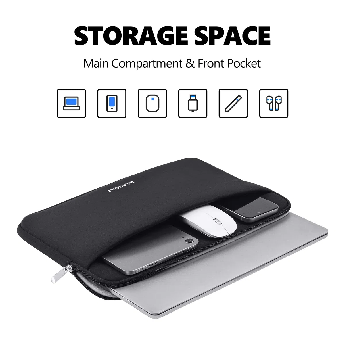15,6-16 Pollici Custodia Borsa Protettiva per Laptop Compatibile con Parziali 16" Portatile Computer Portatile Porta PC, e la Maggior Parte dei 15,6 Pollici Laptop Notebook Chromebook, Nero