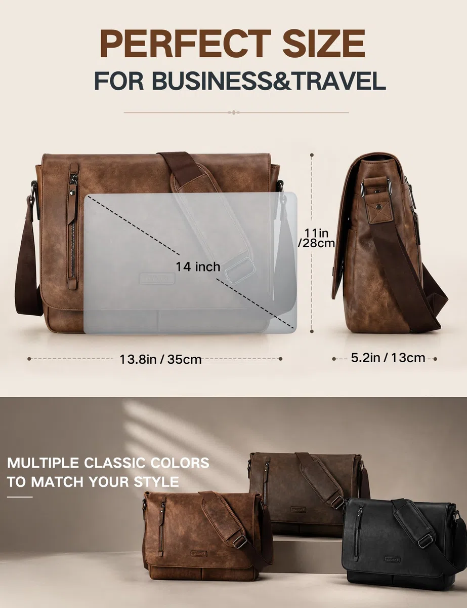 VX VONXURY Borsa a Tracolla Uomo, Borsa porta pc Laptop Messenger Bag per Lavoro e Scuola
