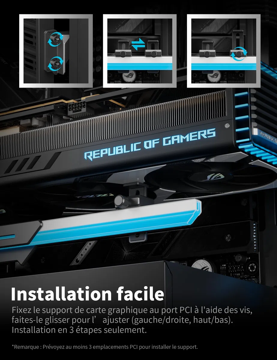 upHere GL7 Supporto GPU, Lega Robusta Supporto Scheda Grafica con 5V ARGB Sync, Altezza Regolabile GPU Sag Staffa per Schede Grafiche Universali, Nero ARGB