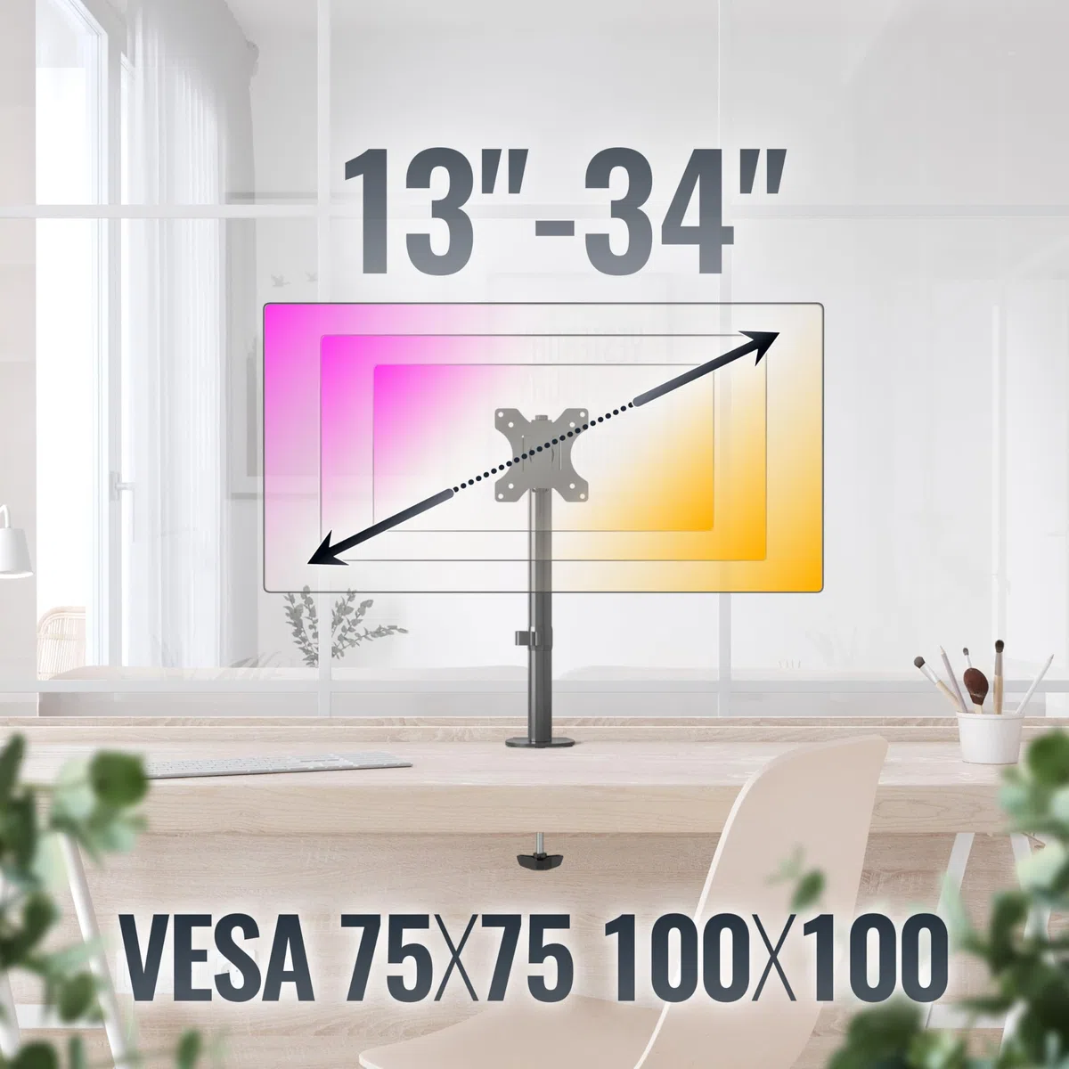 RICOO TS2711 Supporto monitor da scrivania 13-34 pollici per 13 34 pollici girevole inclinabile fino a 8 kg max VESA 100x100