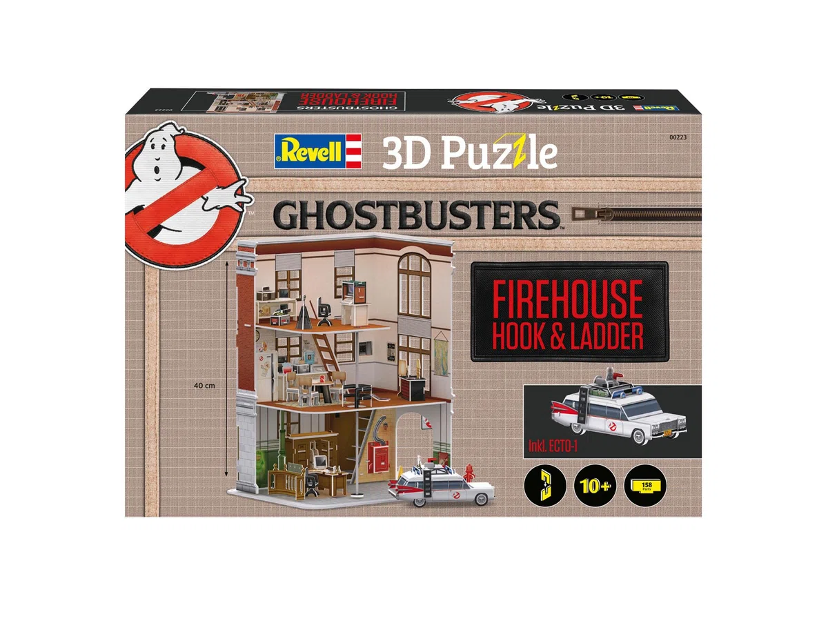 Revell Puzzle 3D 00223 Ghostbusters Firestation, 130 pezzi, altamente dettagliato, 40 cm di altezza, divertente e facile da costruire