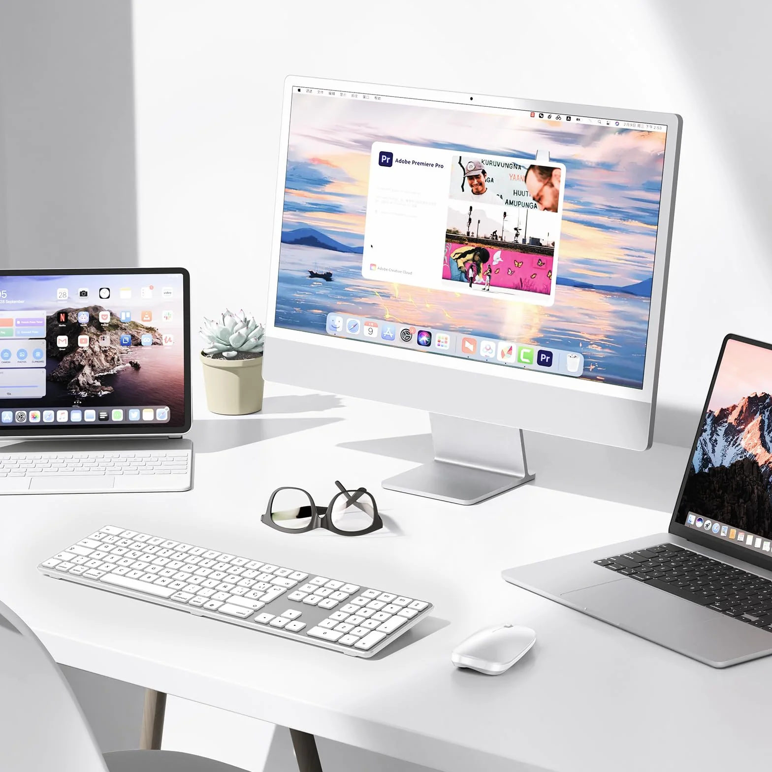 OMOTON Tastiera wireless Bluetooth per Mac, compatibile con MacBook Pro/Air, iMac/Mac Mini/Pro, ricaricabile e con 3 canali Bluetooth, distribuzione spagnola (argento)