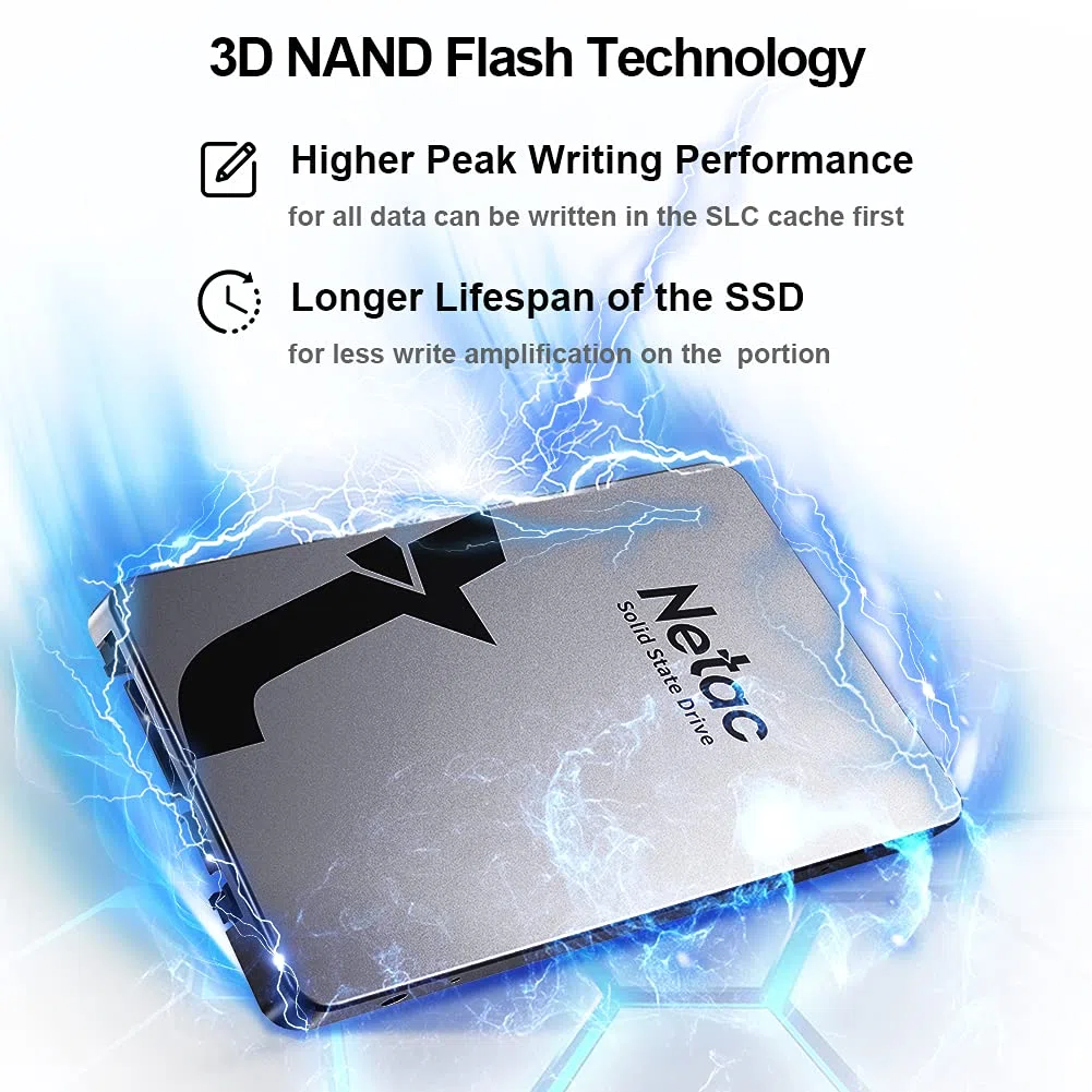 Netac Disco rigido SSD 256 GB, SSD SATAIII da 2,5 '', SSD interno per laptop, velocità di aggiornamento del gioco, grigio argento