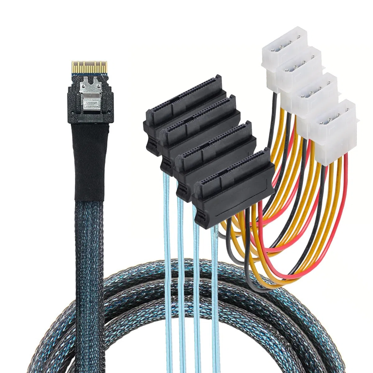 CY Cavo Slimline SAS 4.0 SFF-8654 4i 38 pin Host Raid a 4 SAS 29 pin SFF-8482 Target Hard Disk Fanout Raid Cavo Splitter 1 a 4 (100 cm)