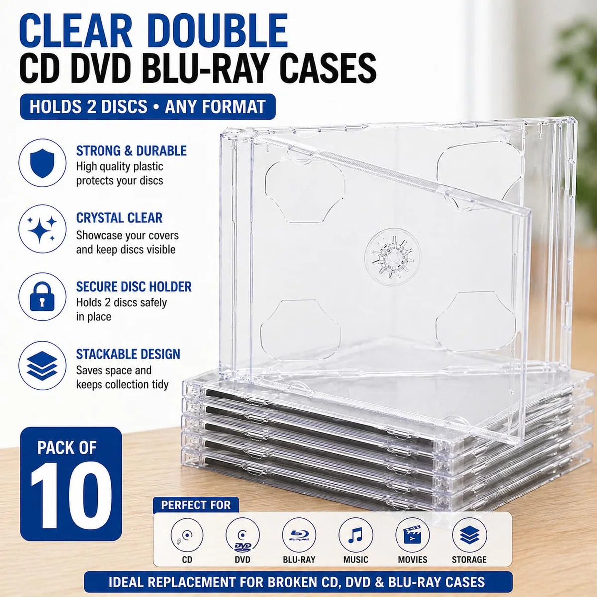 10 CD/DVD doppio trasparente custodie DragonTrading qualità professionale