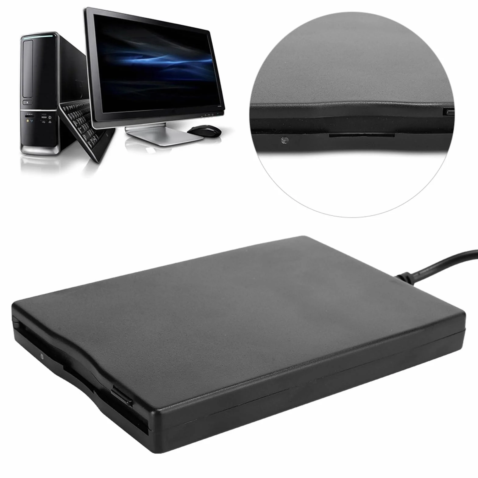 Lettore di Floppy Disk USB lettore di compact disk Ultrasottile e Leggero 3.5 Pollici, Unità Portatile Resistente,_compatibile con Computer Desktop e Zewnętrzne napędy taśmowe