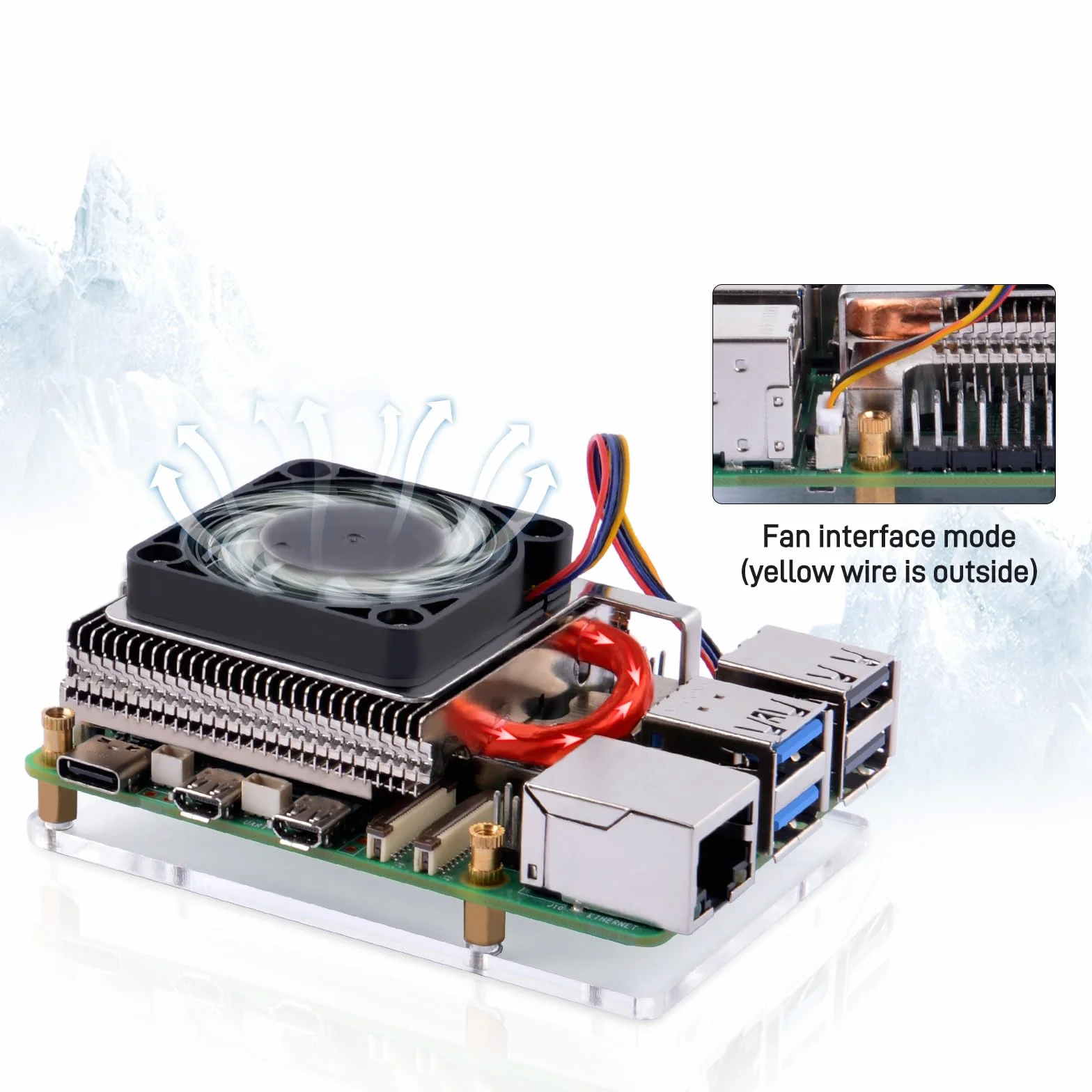 GeeekPi Ultra Thin Ice Tower Cooler per Raspberry Pi 5, in alluminio, con ventola PWM da 40 x 40 x 7 mm, per Raspberry Pi 5 4 GB/8 GB