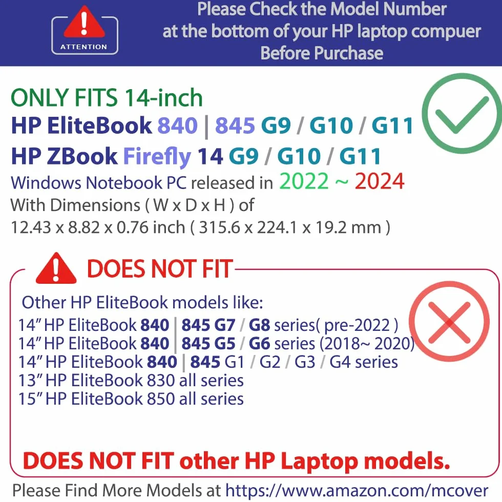 mCover Custodia compatibile solo per notebook HP EliteBook 840 | 845 da 14" serie G9/G10/G11 e 14" ZbookFirefly G9 / G10 / G11 (non compatibile con altri modelli HP), nero