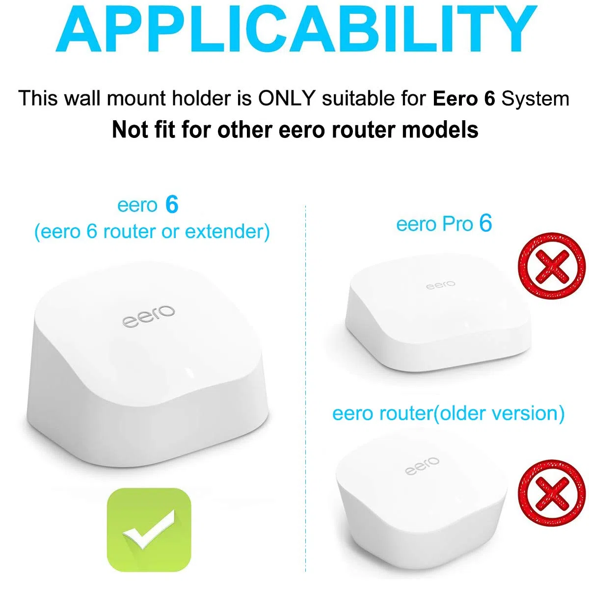 Supporto da parete solo per eero 6 Dual-Band Mesh Wi-Fi 6 System [non adatto per eero Pro 6 e eero 6+], senza fili disordinati, salvaspazio, facilmente spostabile, supporto per presa eero 6 Extender