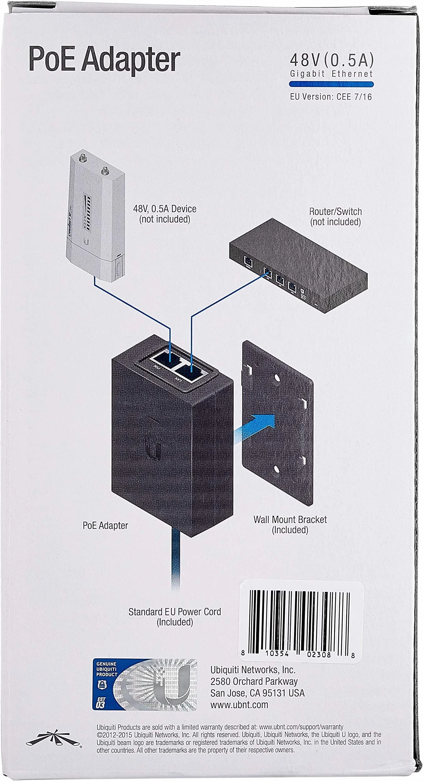 Ubiquiti Networks POE-48-24W-G Adaptador e Inyector de PoE 48V