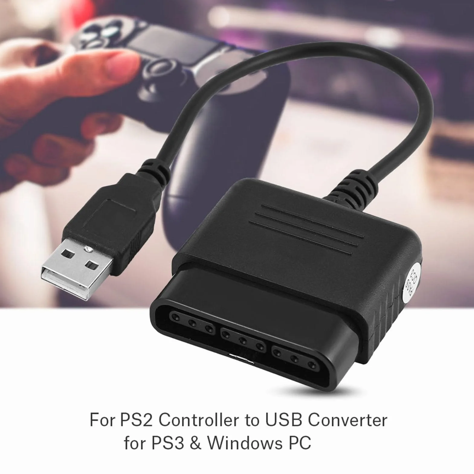 Tissting Adattatore Controller PS2 a USB, Convertitore Cavo per Controller PS3/PC, Materiale ABS, Compatibile con PS2, PS3, PC per Giocatori di Videogiochi