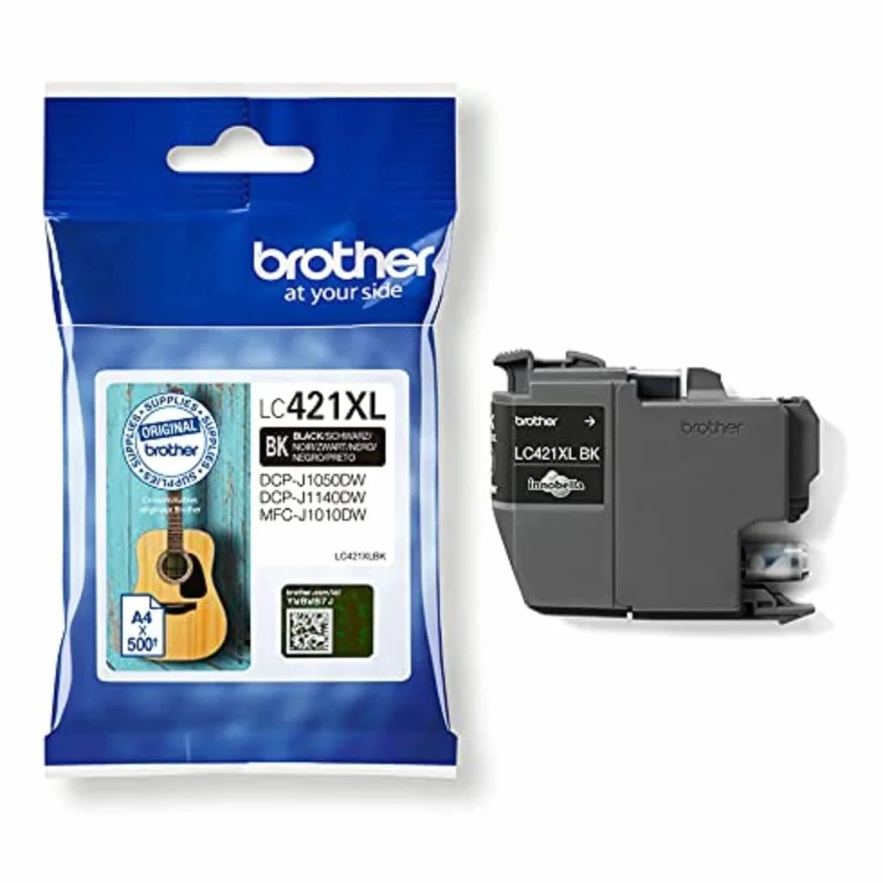 Brother LC421XLBK| Cartuccia InkJet Originale| Alta Capacità| 500 pag| per Stampanti DCPJ1050W / MFCJ1010DW| Nero