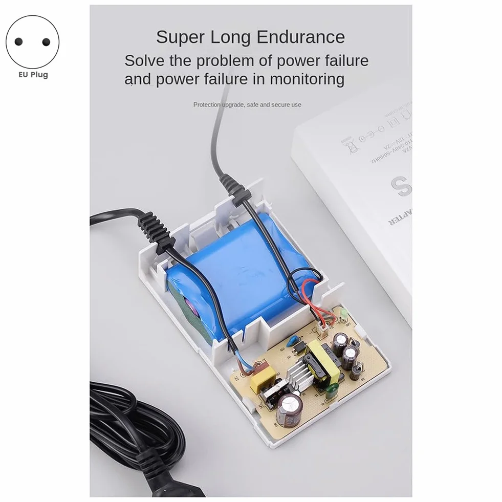 Gruppo di Continuità 12V-2A per WiFi, Router, Modem, Telecamera di Sicurezza Mini UPS Protezione di Backup per Batteria Spina UE