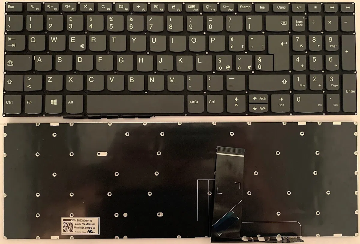 Tastiera Italiana per Lenovo IDEAPAD 3-15IML05 81WB 81WR 82BS Senza Frame Grigia