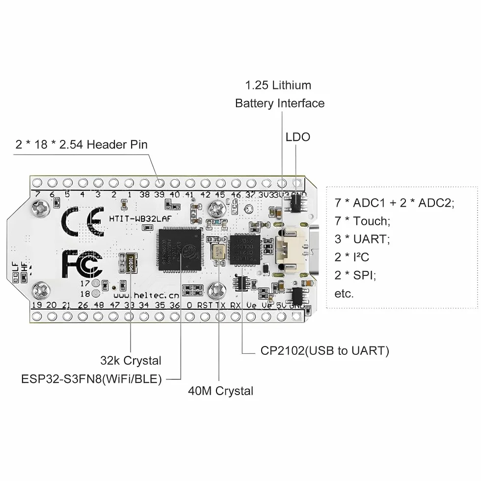 DollaTek ESP32-S3FN8 Scheda di sviluppo LoRa V3 433~510MHz SX1262 Display OLED da 0,96 pollici BT+WIFI Kit Lora per Arduino IOT Smart Home