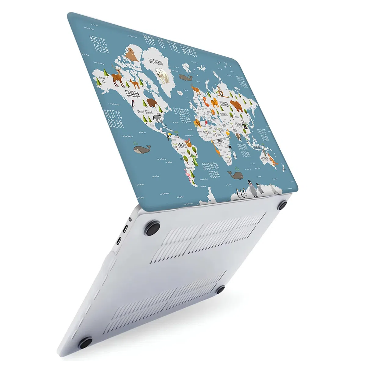 Custodia per Nuovo Macbook Air 13 pollici 2020 2019 2018 Pubblicazione Modello A1932 A2179 A2337 M1 con display Retina e Touch ID, Copertina Rigida in Plastica Protettiva, Mappa del mondo