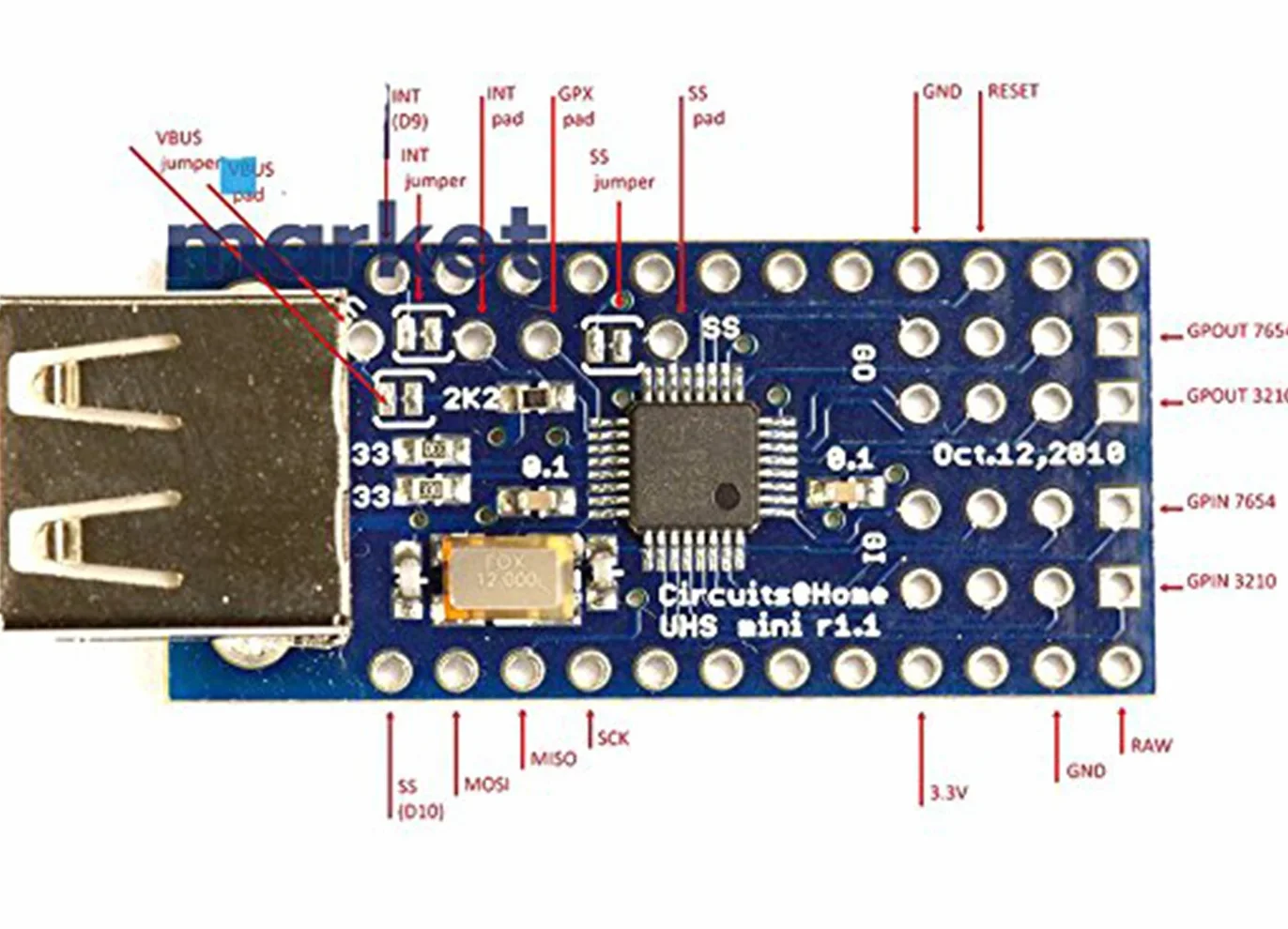 HiLetgo USB Host Shield 2.0 ADK USB Host Shield Support Google Android ADK for Arduino UNO MEGA Duemilanove