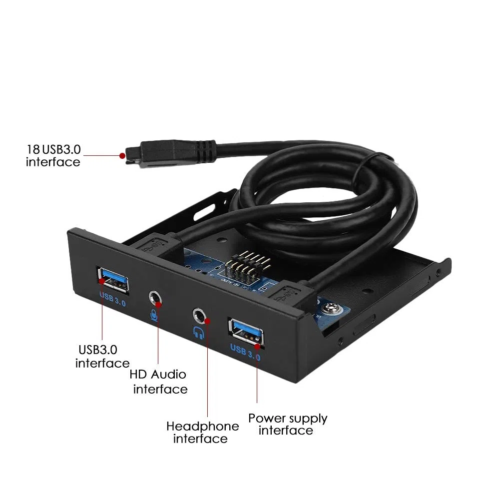 Bewinner Parte anteriore 'unità floppy, audio USB 3.0 Parte anteriore 'unità floppy, 3,5 pollici 2 interfacce USB 3.0 con audio MIC, per riservare l'interfaccia I/O anteriore del