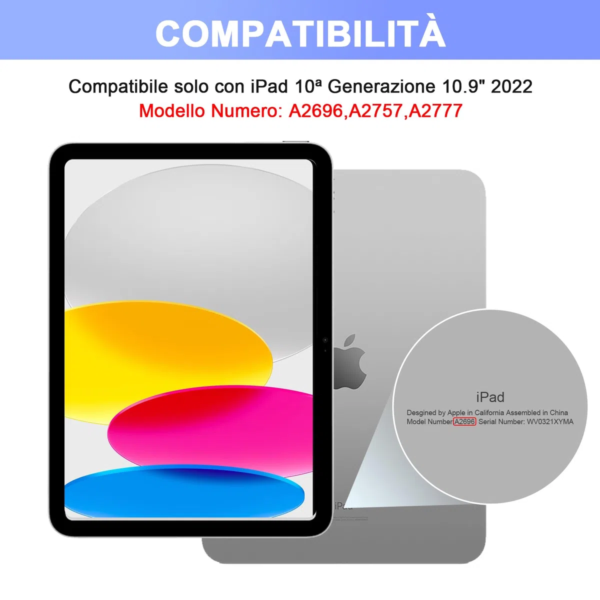 SOPPY Custodia con Tastiera e Mouse per iPad 11a Generazione (A16) 11 Pollici 2025, 10a Gene 10,9 Pollici 2022, cover Protettiva Staccabile, con Slot per Penna Stilo, Layout Italiano - Viola