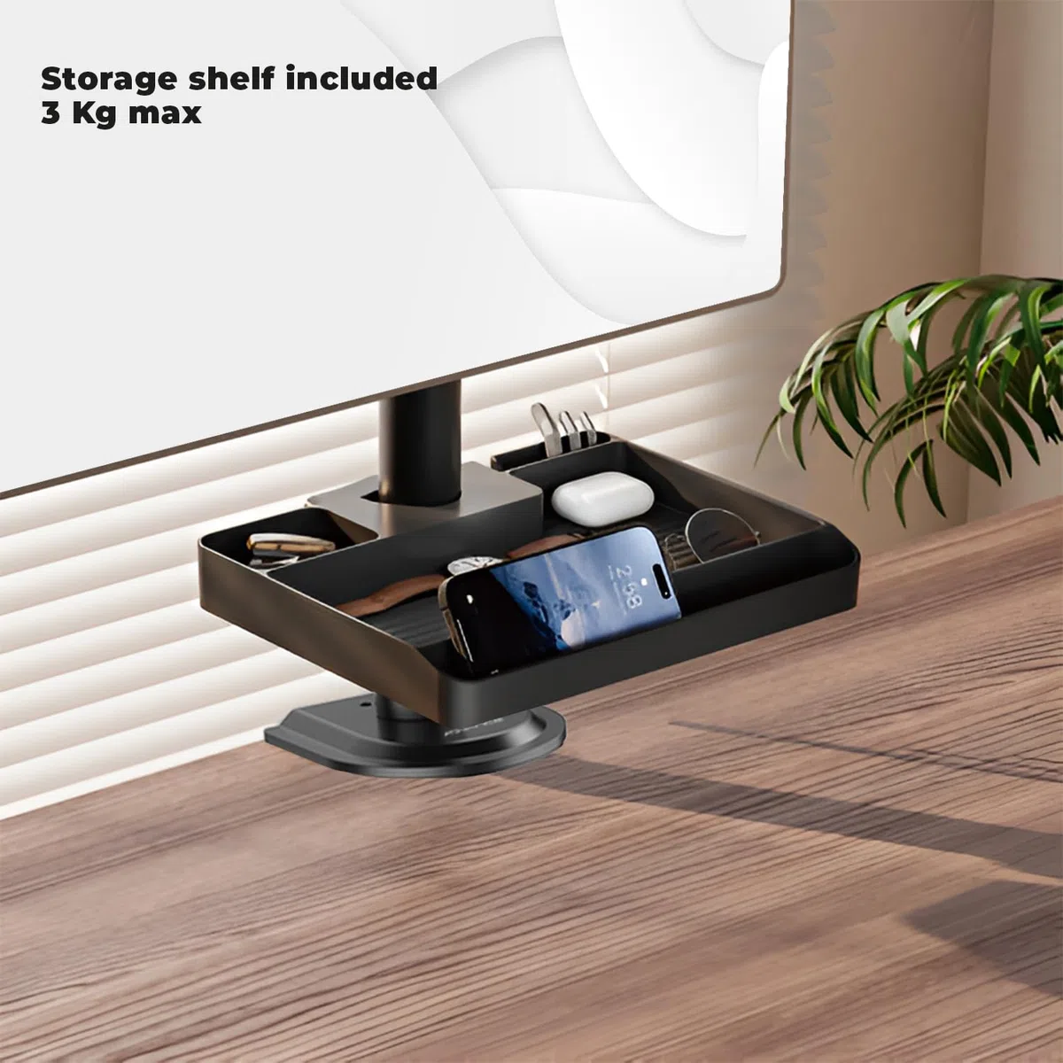 AD ADVANCE - XTENDMOUNTS Single, Supporto Monitor PC da 17 a 32 pollici, Compatibile VESA 75x75 e 100x100, Altezza e Inclinazione Regolabili, Porta Tablet e Smartphone Incluso