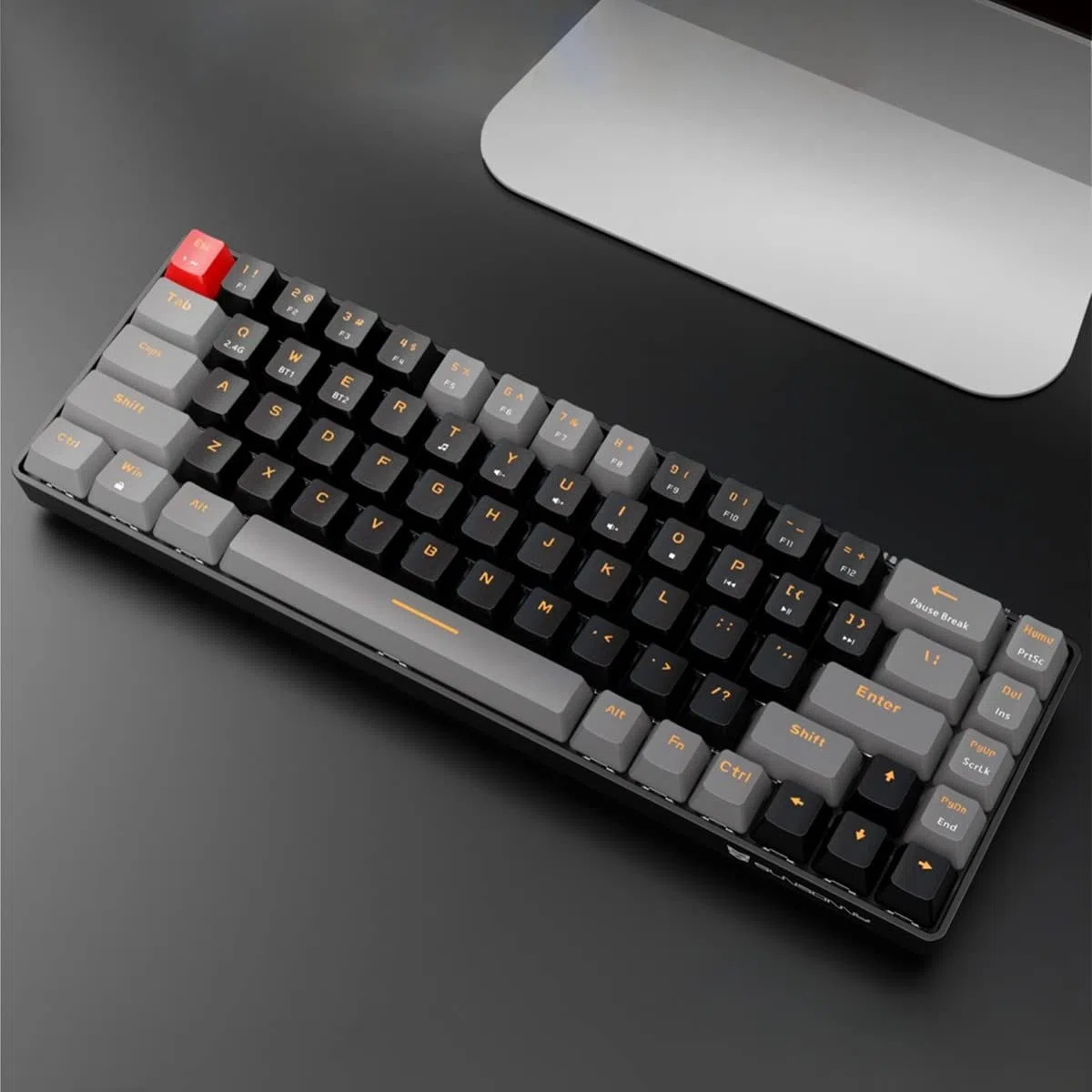 Qisan Tastiera meccanica wireless Gaming Keyboard Brown Switch Mini Design (60%) 68 tasti layout US grigio e nero