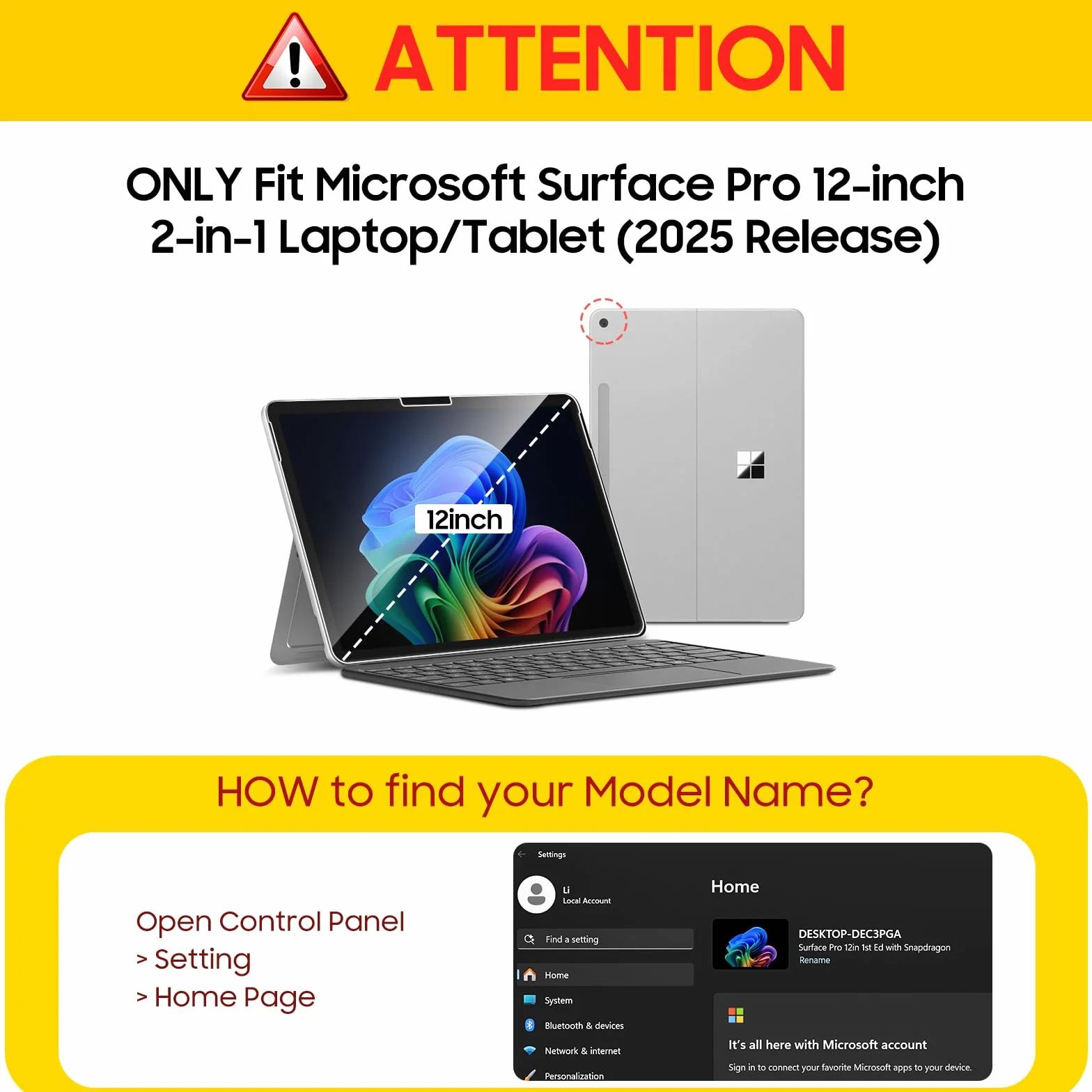 FINTIE Custodia per Microsoft Surface Pro 12 Pollici 1a Edition (2025), [Multi-angli] Portfolio Business Cover con Tasca e Portapenne, Compatibile con Tastiera Type Cover, (Grigio/Nero)